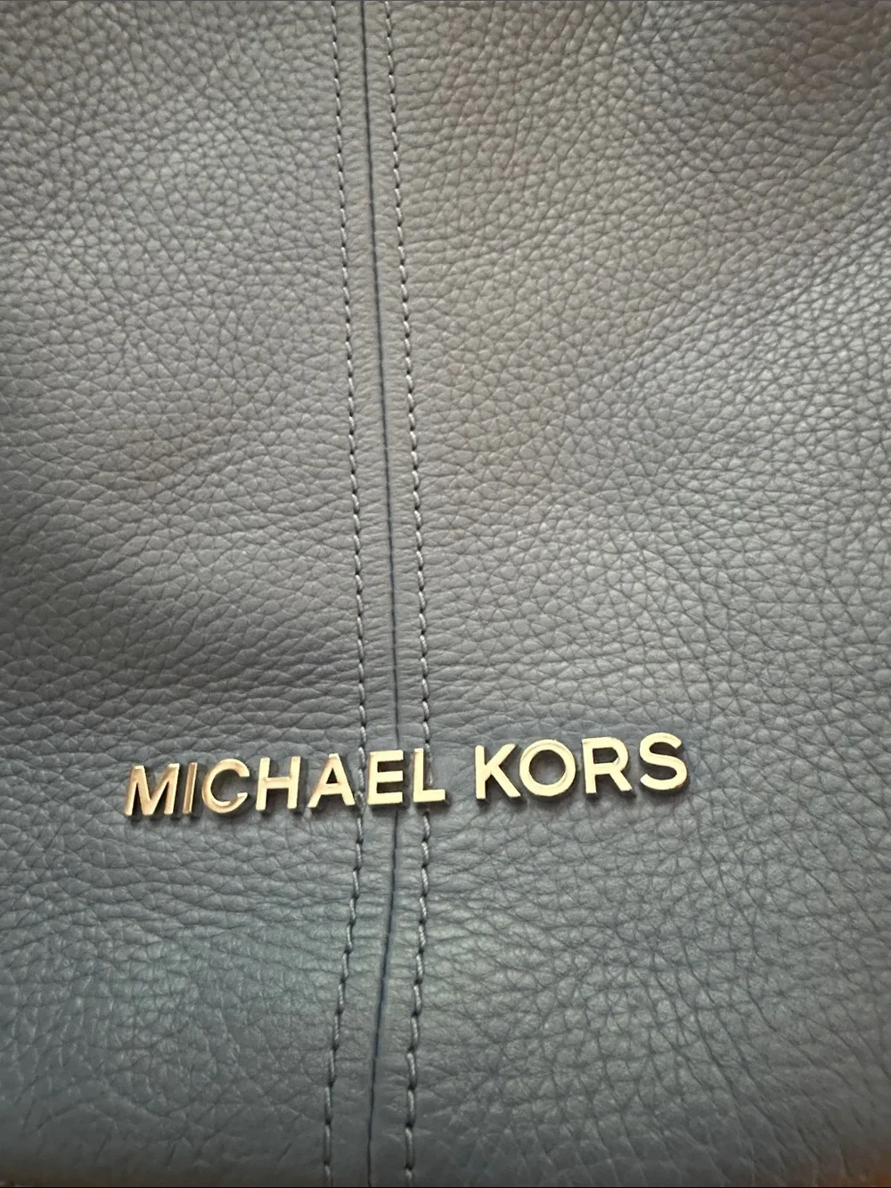 Michael Kors Slate Blue Pebbled Leather Hobo with Silver Logo Charm